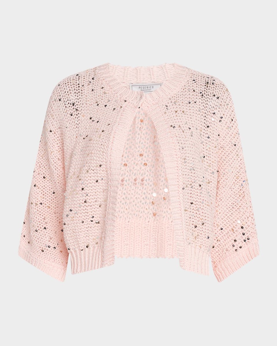 Sequin Cotton Knit Cardigan